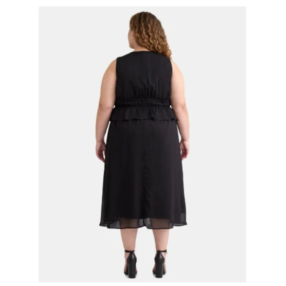 NWT Terra & Sky Women's Plus Peplum Midi Dress Size 4X - Picture 2 of 12